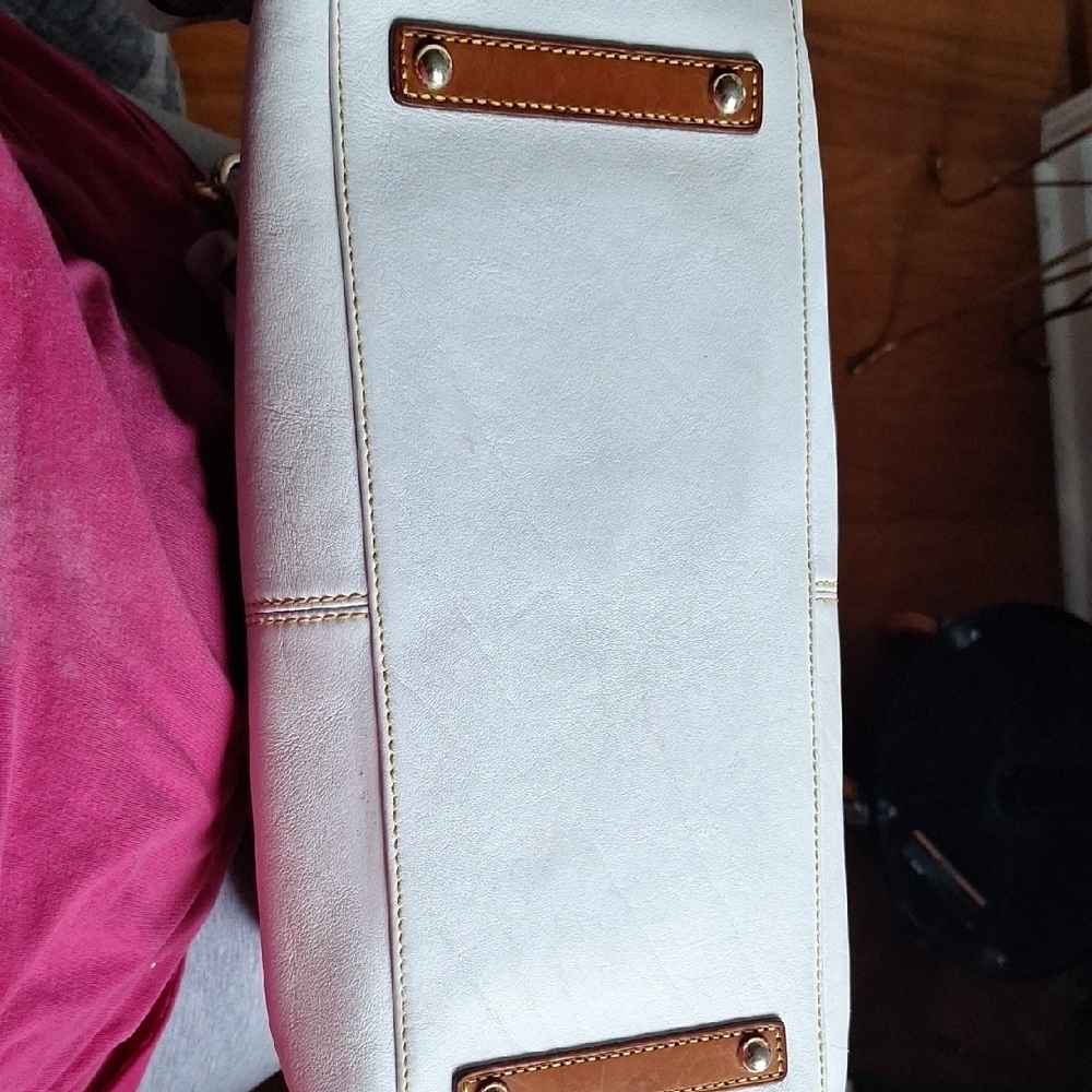 Dooney & Bourke Cream and Brown Leather Shoulder Bag - Picture 13 of 16